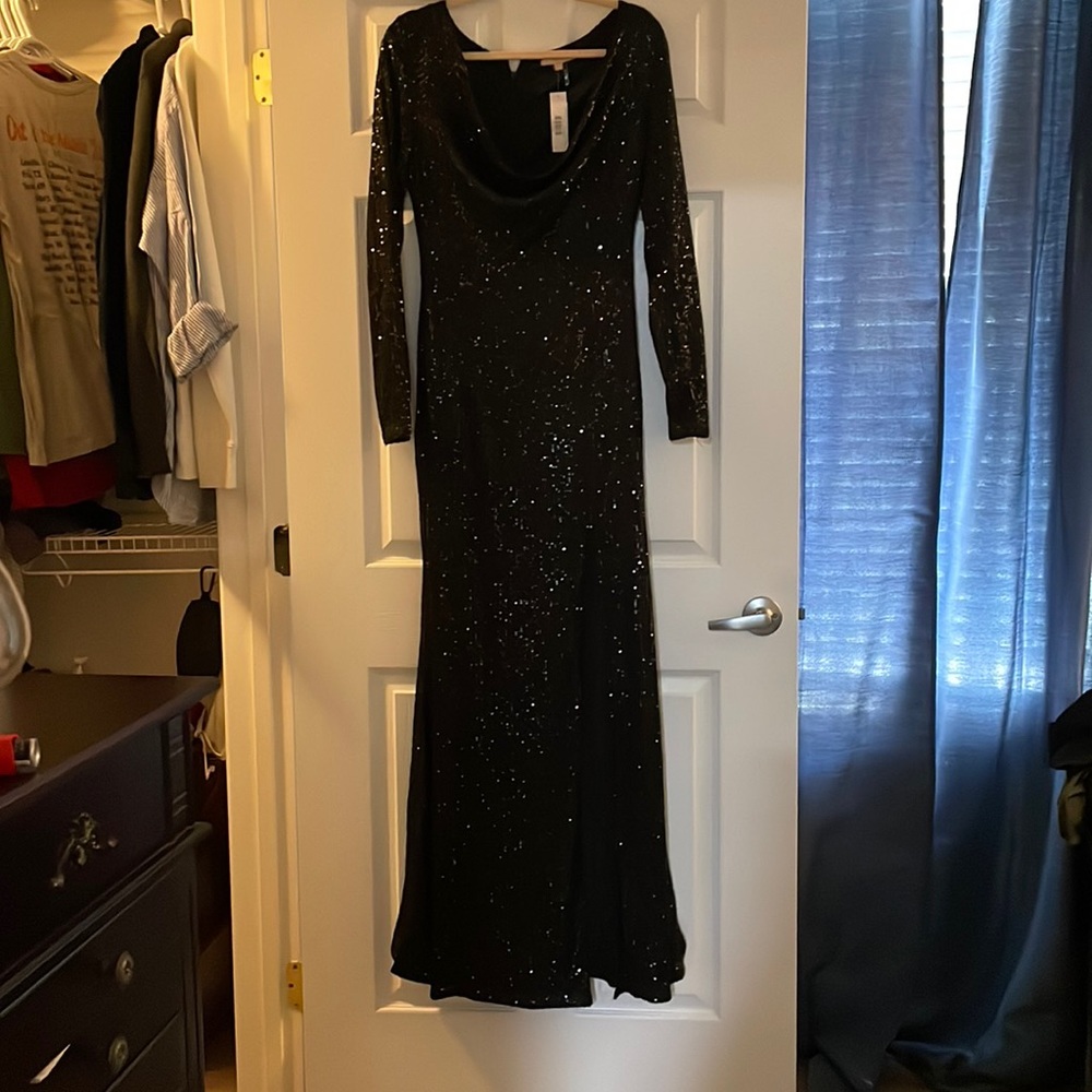 Cowl neck formal dress